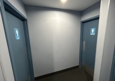 Elevator lobby and hallway at Burlington Office Centre professional office building in Burlington Ontario.